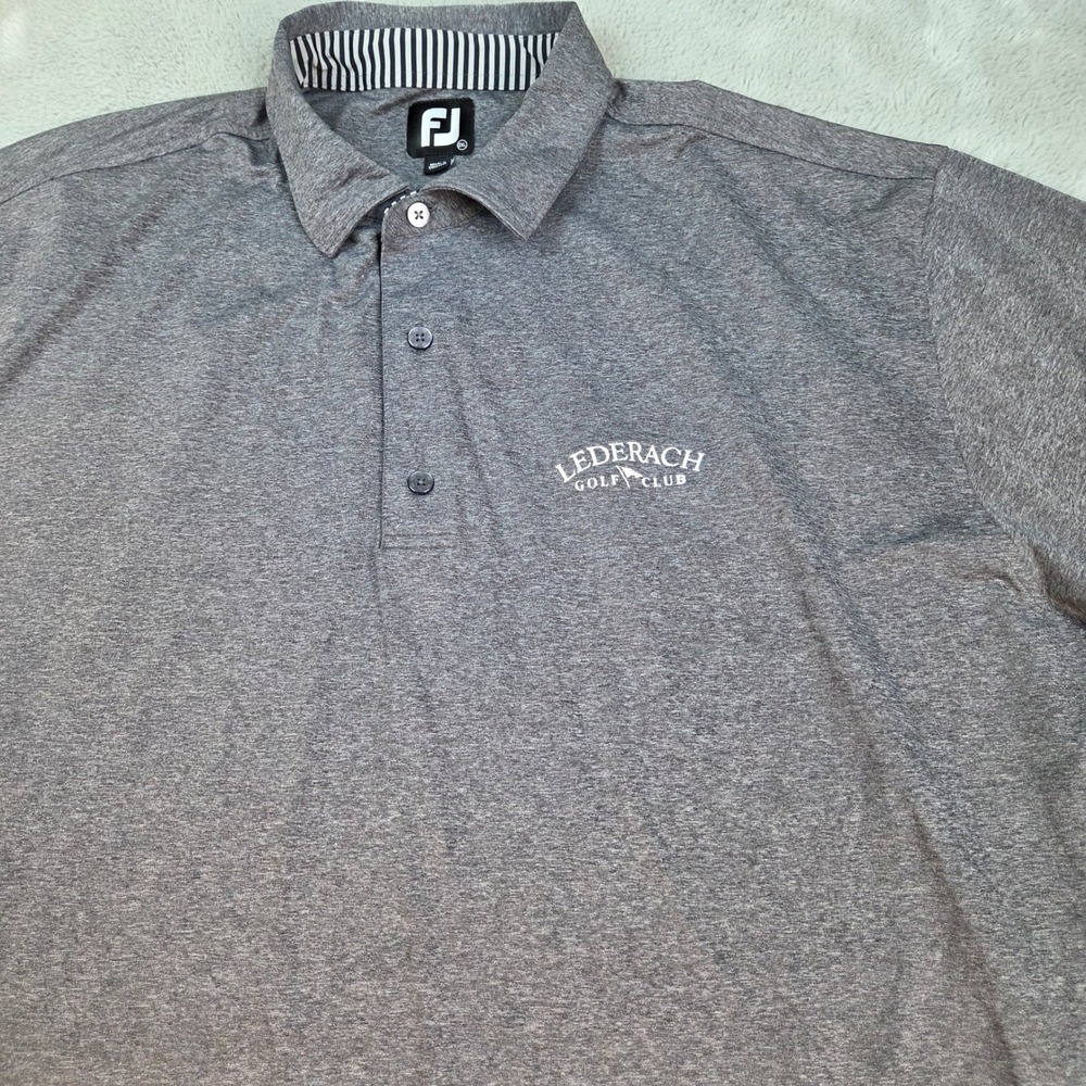 FootJoy Golf Polo Mens 2XL Lederach Golf Club Logo Performance Heathered Grey